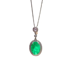 Ensemble de bijoux et boucles d'oreilles pendantes en cuivre écologique de style vintage, zircon vert plaqué or, tendance, vente en gros pour femmes - Product Image 2