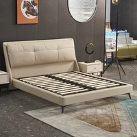 Lit moderne pleine grandeur, doux et confortable, rembourré en duvet, avec revêtement en cuir durable, design écologique