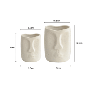Fleur Florero Jarrones Venta al por mayor Decoración para el hogar Planta personalizada Mesa pequeña blanca Brote floral Cerámica y porcelana Cabeza Cara Florero - Product Image 3