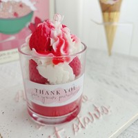 Luxe geurkaars dessertkaars handgemaakte kunstkaars glazen pot roze oranje schattige stijl Valentijnsdag huisdecoratie
