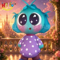 Mascotte gonflable géante de dessin animé, statue de fille anime mignonne en robe à pois pour centre commercial et parc à thème