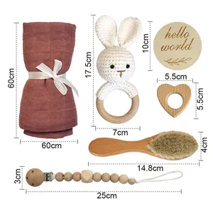 Hello <span class=keywords><strong>World</strong></span> Baby Gift set Milestone cards muselina edredón manta Toalla Bebé Sonajero Dentición Juguete Baño ETSY TOP 1 2024 VENTA - Product Image 3