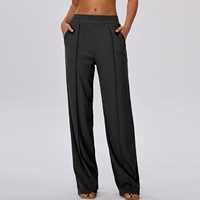 Nouveau pantalon de sport côtelé pour femme, coupe large, longueur intégrale, taille élastique, coupe ample, effet ventre plat, amincissant, séchage rapide, transfrontalier