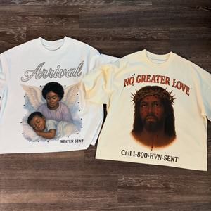 T-shirt graphique personnalisé par sublimation, surdimensionné, en coton lourd, impression DTG, strass, épaules tombantes, coupe ample, pour homme - Product Image 1