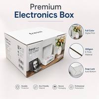 Boîte à fond à clipser en carton ondulé E-Flute 300 g/m² imprimée numériquement sur mesure pour l'emballage de platines vinyles et d'électronique domestique