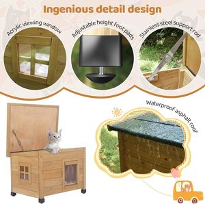 Wood House Wooden Pet House, Weatherproof Winter <b>for</b> Puppy and <b>Cats</b>, Elevated Design with Window - Product Image 3