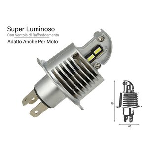 Completo Led tutto In uno Kit Canbus H4 30/30W 12V 24V per auto moto Scooter camion bianco 4000 Lumen con ventilatore silenzioso singolo - Product Image 1