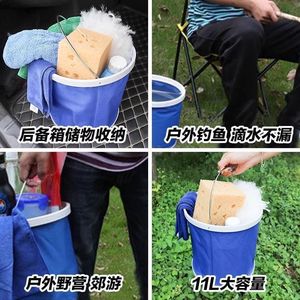 <b>Collapsible</b> Bucket Oxford Cloth Blue Foldable For Car Washing Fishing Camping <b>Storage</b> - Product Image 3