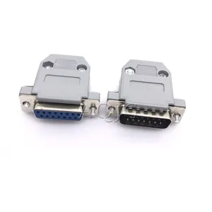 RS232 DB15 15 Pin Female/Male 2Rows Solder Type Plug D-SUB Male Plug Socket Connector Plastic Assemble Shell Cover