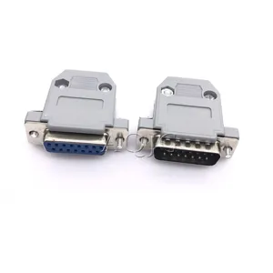 Rs232 db15 15 conector de tomada, 2 linhas fêmea/macho plug D-SUB macho plugue conector de plástico montar concha