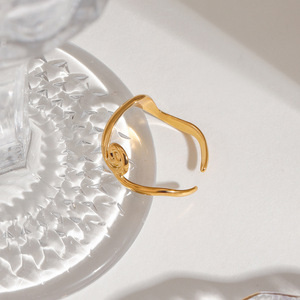 Spiral <b>Opening</b> <b>Ring</b> 18K Gold Stainless Steel Minimalist Design Unisex Jewelry Gift - Product Image 2