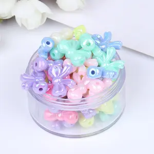 Candy Color Bow Plastic Beads AB Colorful Acrylic Loose Beads for Hair Rope Necklace Bracelet Jewelry Making Accessories