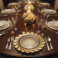 Assiette de présentation dorée en PP de 13 pouces, motif personnalisé, luxe, réutilisable, durable, pour dîners, mariages et événements