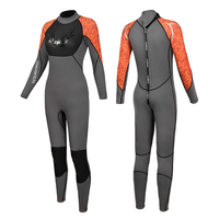 DIVESTAR Wetsuits Dewasa 3mm Neoprene Full Suits Lengan Panjang untuk Surfing, Berenang, Menyelam, Pakaian Renang Menjaga Kehangatan dengan Resleting Belakang untuk Aktivitas Air