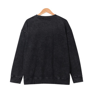 เสื้อสเวตเชิ้ตคอกลมยูนิเซ็กซ์ ทรงหลวม น้ำหนัก 400 กรัม ผ้าฟอกสี ลุคดิสเทรส ป้องกันขนร่วง ลายบาติก สวมใส่สบาย สีเทา - Product Image 2