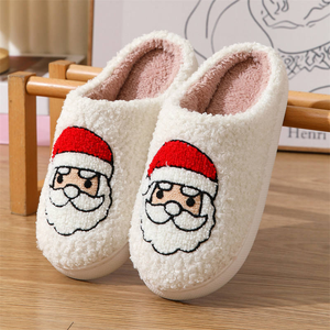 Adorables pantoufles de Noël 3D, design mignon Père Noël et renne, pantoufles d'hiver en peluche, douces et moelleuses, pantoufles d'intérieur, cadeau de Noël - Product Image 1
