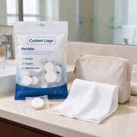 Serviette Comprimée Magique Jetable Non Tissée pour le Visage, Lingettes Sèches Portables Format Pièce de Monnaie pour Voyage
