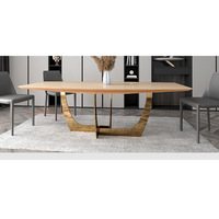 Table à manger ovale de luxe moderne de haute qualité 8 places Greenstar GS2138 avec pieds en acier inoxydable et plateau en céramique effet marbre pour cuisine, hôtel