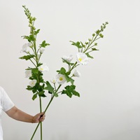 Bunga Hollyhock Buatan Hanyang Gaya Segar Dekorasi Rumah Perlengkapan Fotografi Pernikahan Bunga Palsu Cetak Sablon Sutra