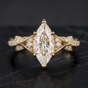 แหวนหมั้นเพชรทรงมาร์คีส์เพาะเลี้ยงในห้องปฏิบัติการ ทอง 14K แบบเติมทอง ดีไซน์แหวนแยกส่วน แหวนเจ้าสาวสุดหรู - Product Image 3