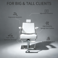 Fauteuil de Barbier Inclinable Moderne Blanc, Chaise de Coiffure Professionnelle avec Appui-tête Réglable, Mobilier de Salon de Coiffure