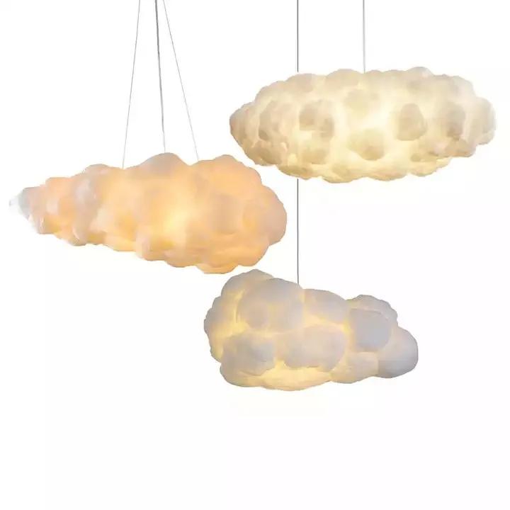 Biumart Creative Floating Cloud Chandelier LED White Cloud Shape Hanging Lamp Pendant Lamp For Modern Interior Decorative