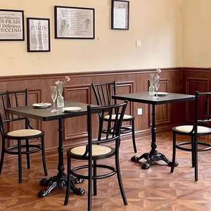 Chaise de <span class=keywords><strong>bistrot</strong></span> en bois noir de style français avec dossier en rotin empilable pour restaurant, café, bar - Product Image 5