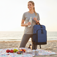 Sac à dos isotherme doublé PEVA, sac à déjeuner thermique avec poche avant zippée et poche latérale en filet pour pique-nique, voyage, travail, école