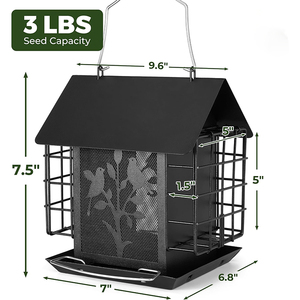 <span class=keywords><strong>Mangeoire</strong></span> à oiseaux JH-Mech résistante aux intempéries, à suspendre au mur, en métal noir, pour cage - Product Image 2