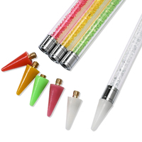Cristal rouge blanc noir violet Double pointe perceuse stylo Nail Art gravure gaufrage brosse pointillage stylo brosse ongles accessoires outil