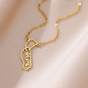 Go Party 10 Estilos Hollow Map Letter Colgante Collar Joyería de acero inoxidable Diferentes países Mapa Collares para Mujeres Hombres - Product Image 5