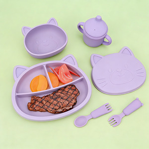 Juego de Vajilla de Silicona para Bebés con Logotipo Personalizado OEM, Plato con Succión, Tazón, Cuchara y Tenedor Libres de BPA para Venta al Por Mayor - Product Image 3