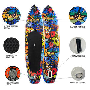Planche à pagaie gonflable tendance motif graffiti dessin animé, avec accessoires complets, portable, pliable, écologique, système à 3 ailerons - Product Image 2