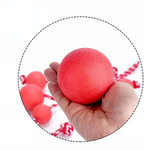 ลูกบอลยางยืดหยุ่นสีทึบสำหรับฝึกสัตว์เลี้ยงสุดหรูลูกบอลยางยืดแบบอินเตอร์แอคทีฟพื้นผิวเป็นหลุมเรียบของเล่นสำหรับสุนัขแมวของเล่นน่ารักเชือก PU - Product Image 5