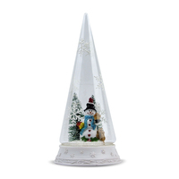 Adorno Navideño, Campana de Cristal en Forma de Cono con Base, Campana de Cristal con Base de Madera y Árbol de Navidad