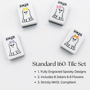 Nouvelles tuiles de <span class=keywords><strong>mahjong</strong></span> américaines en acrylique à double couche sur le thème des fantômes d'Halloween, en <span class=keywords><strong>noir</strong></span> <span class=keywords><strong>et</strong></span> <span class=keywords><strong>blanc</strong></span>, <span class=keywords><strong>mahjong</strong></span> de Noël - Product Image 4