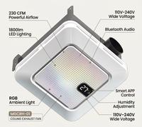 Ventilateur d'extraction de plafond intelligent pour salle de bain et cuisine, avec application Bluetooth, lumière RGB, 230 CFM, LED dimmable 36W, en fer, 110V-240V, directement de l'usine