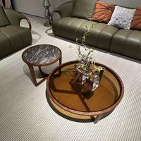Italienischer moderner minimalisti scher runder Couch tisch aus Glas Hochwertiger nordamerika nischer Nussbaum für Luxus villa, Wohnzimmer möbel