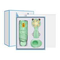 Ensemble promotionnel d'entreprise personnalisé avec logo : Mini-ventilateur portable 2-en-1 et parapluie UV – Cadeau d'entreprise unique