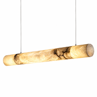 Lampe suspendue en albâtre sur mesure, tube long, pierre naturelle, éclairage linéaire LED pour hôtel, restaurant, villa, projet