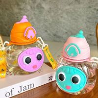 Bouteille d'eau de sport aux grands yeux de dessin animé mignon avec couvercle Pop-Up 600ml tasse à boire de paille en plastique pour enfants sac à écoulement direct