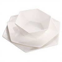 Vaisselle d'hôtel créative en porcelaine renforcée, assiettes hexagonales blanches épaisses pour plats chauds, ensemble d'exportation, compatible micro-ondes, moderne
