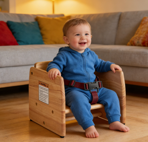 Chaise en bois pour tout-petits, siège <span class=keywords><strong>rehausseur</strong></span> portable avec harnais de sécurité, pour chaise de salle à manger - Product Image 4