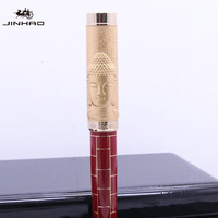 Jinhao Wudao Buddha Tathagata stylo plume élégant rouge doré sculpté Design ergonomique avec capuchon rotatif stylo à encre d'écriture