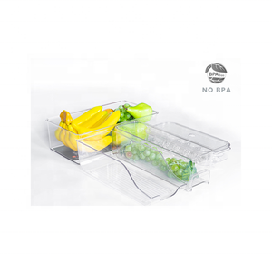 Popular Home Stackable Food Storage Organization Plastic Fridge Storage Organizer Bin Set Of 4 For Kitchen