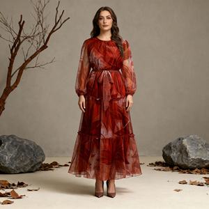 Robe Abaya en Polyester Imprimé Élégante de Qualité Supérieure pour Femmes Musulmanes à Dubaï et au Moyen-Orient Vente en Gros Personnalisée - Product Image 1