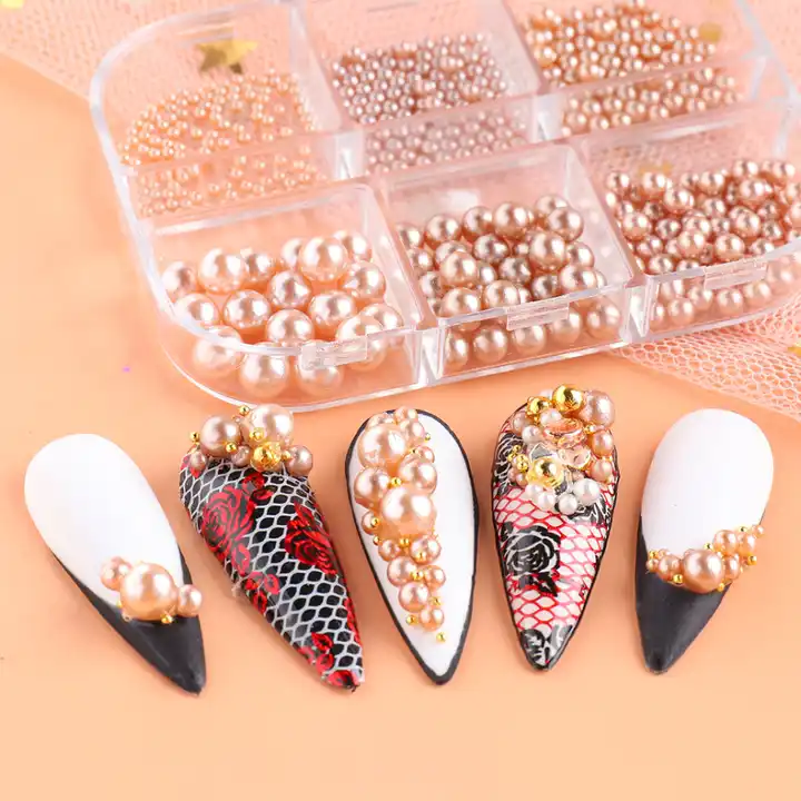 12 grids/set rhinestones caviar nail art