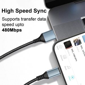 Câble de données USB 3A à charge rapide 60W 2-en-1 Câble de charge de téléphone de type C à type C gainé en nylon de 2 mètres - Product Image 5