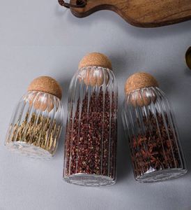 Bocal en verre borosilicate cylindrique de 500 ml et 800 ml, qualité alimentaire, avec couvercle en liège, pour l'organisation de la cuisine et du garde-manger - Product Image 6