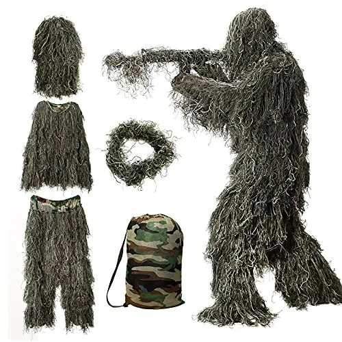 Gujia Gillie Vestuário Durable Floresta Woodland Desert Produto 3D 5 Peças Malha Forro Verde Caça Camuflagem Ghillie